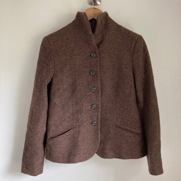Chaps women’s wool blend brown tweed coat - Picture 1 of 8